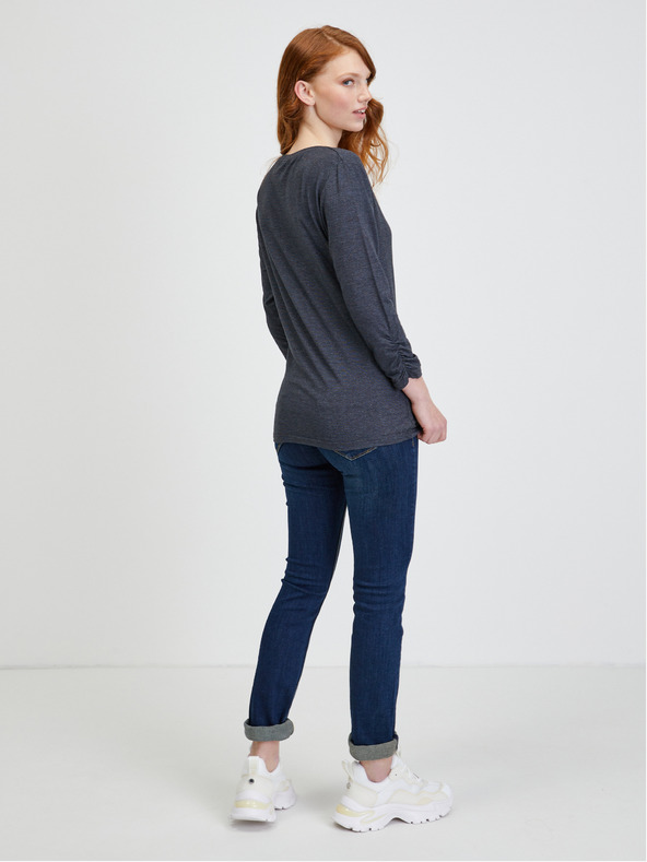 Sam 73 Tmavosivé dámske tričko s prúžkami SAM 73