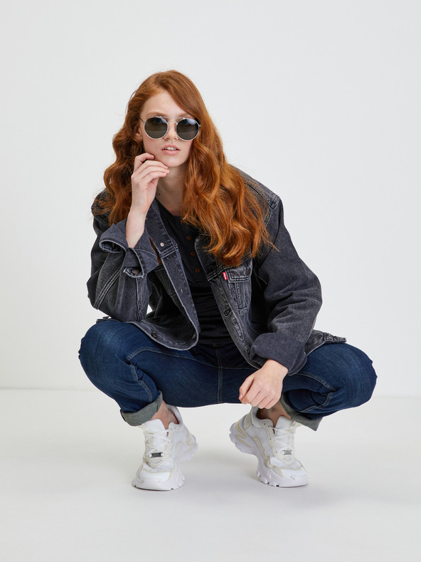 Sam 73 Tmavosivé dámske tričko s prúžkami SAM 73