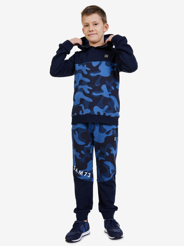Sam 73 Tmavomodré chlapčenské vzorované tepláky SAM 73 Conrad