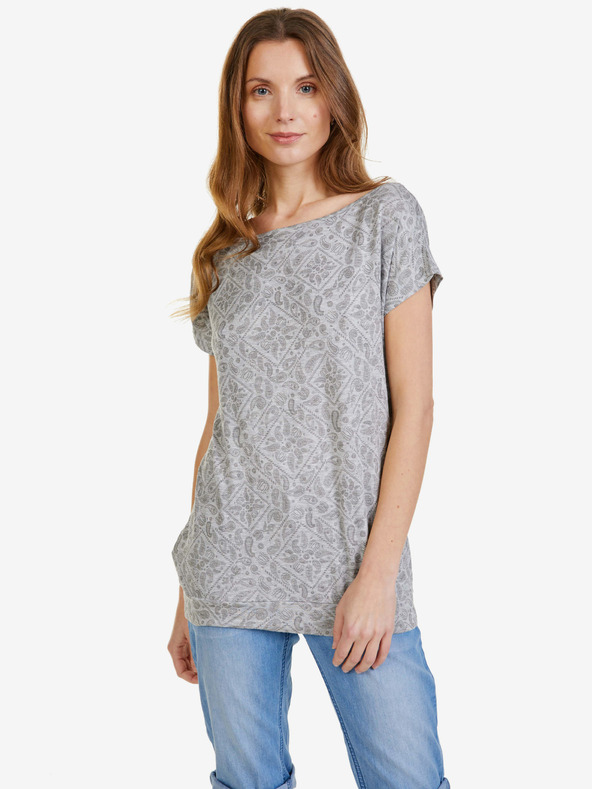 Sam 73 Svetlošedé dámske vzorované tričko SAM 73 Cindy
