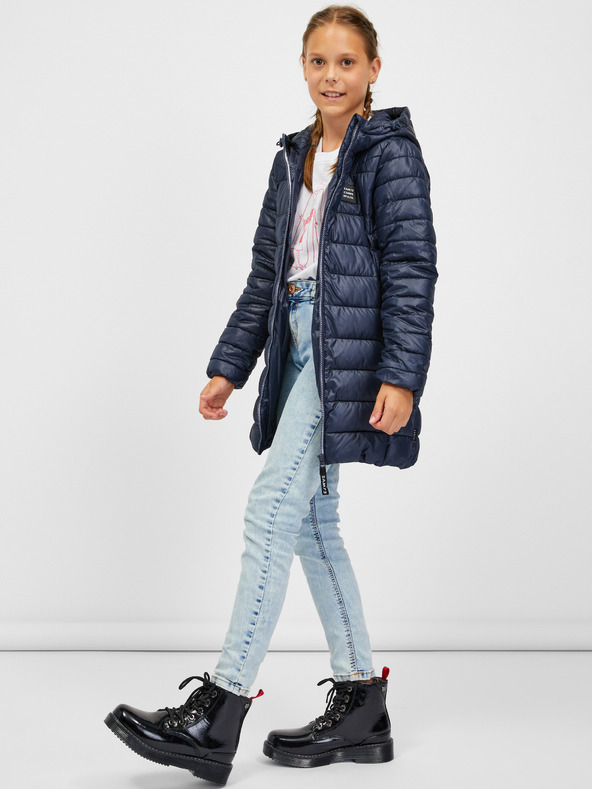 Sam 73 Tmavomodrý detský prešívaný kabát s kapucňou SAM 73 Nadine