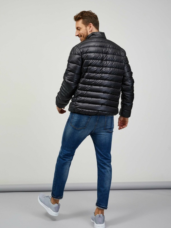 Sam 73 Čierna pánska prešívaná bunda SAM 73 Otto