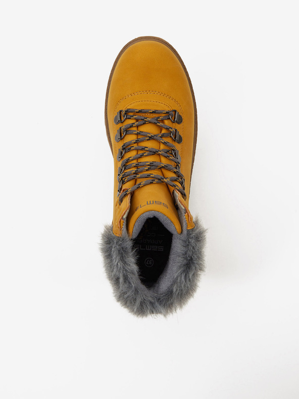 Sam 73 Horčicová dámska zimná členková obuv s umelou kožušinou SAM 73 Mantary