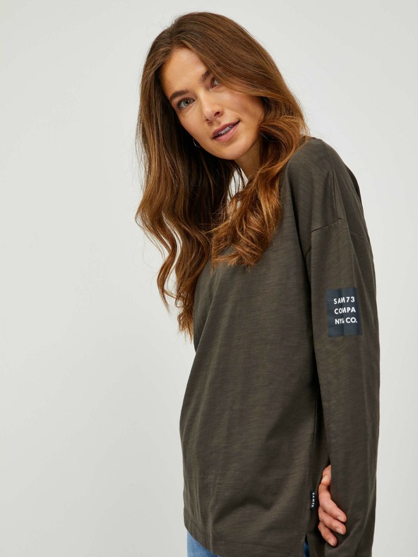Sam 73 Khaki dámske tričko s dlhým rukávom SAM 73 Ariasa