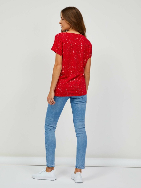 Sam 73 Červené dámske vzorované tričko SAM 73 Heqa