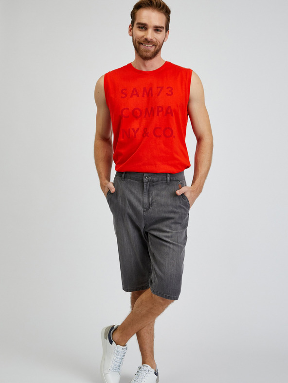 Sam 73 Tmavošedé pánske džínsové šortky SAM73 Aquarius