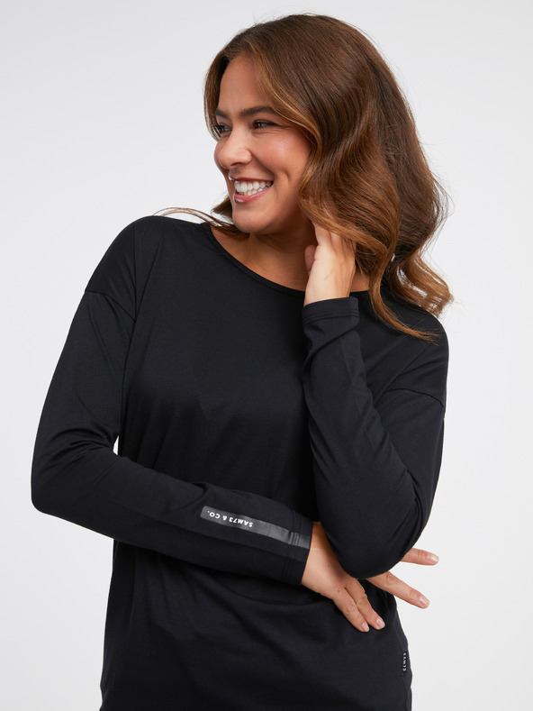 Sam 73 Čierne dámske tričko s dlhým rukávom SAM 73 Patty