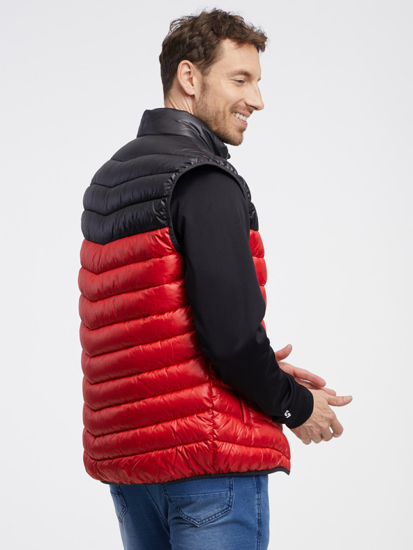 Sam 73 Čierno-červená pánska prešívaná vesta SAM 73 Potter