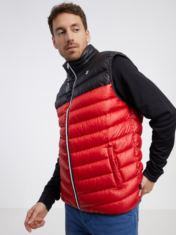 Sam 73 Čierno-červená pánska prešívaná vesta SAM 73 Potter