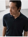 Marks & Spencer Pletená polokošeľa z čistej extra jemnej merino vlny Marks & Spencer námornícka modrá