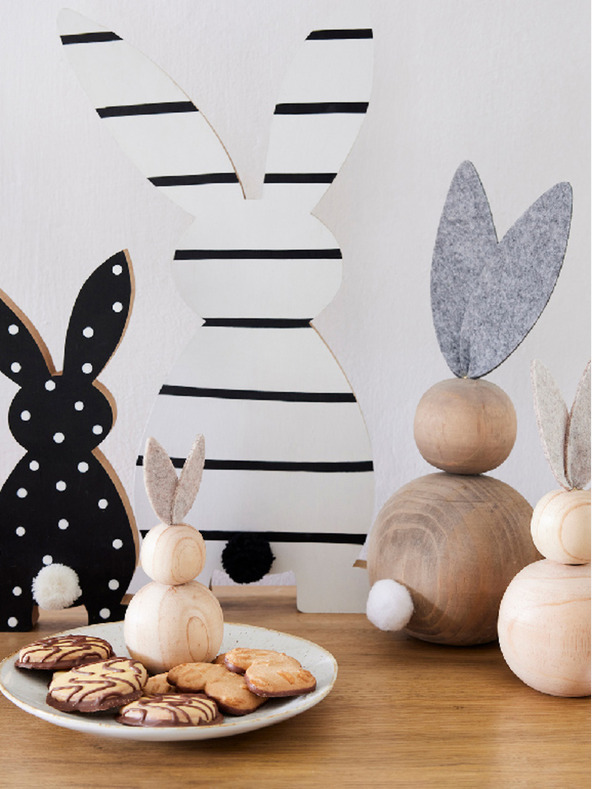 Kaemingk Súprava dvoch drevených dekorácií v tvare zajaca Kaemingk (2 ks)