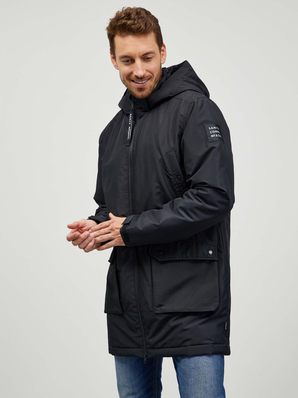 Sam 73 Čierny pánsky kabát SAM 73 Edward