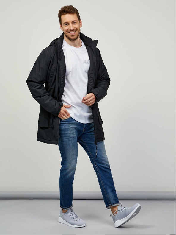 Sam 73 Čierny pánsky kabát SAM 73 Edward