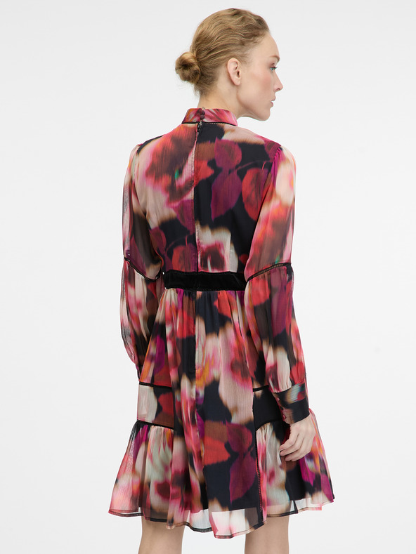 Orsay Červené vzorované dámske šaty ku kolenám ORSAY