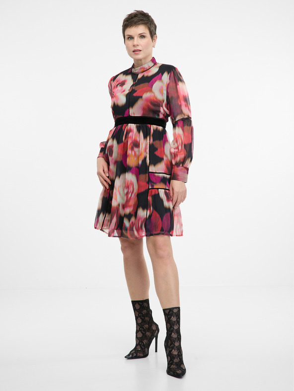 Orsay Červené vzorované dámske šaty ku kolenám ORSAY