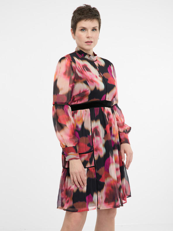 Orsay Červené vzorované dámske šaty ku kolenám ORSAY