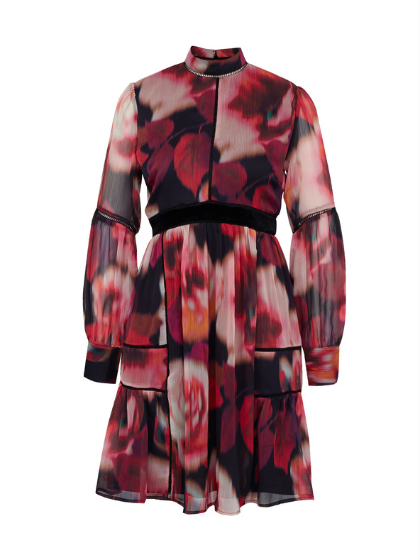 Orsay Červené vzorované dámske šaty ku kolenám ORSAY