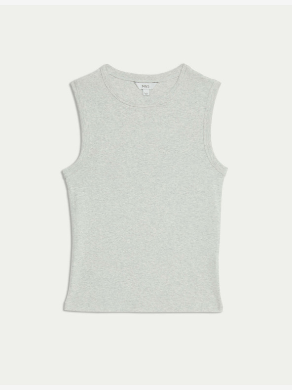 Marks & Spencer Rebrované tielko s vysokým podielom bavlny Marks & Spencer sivé
