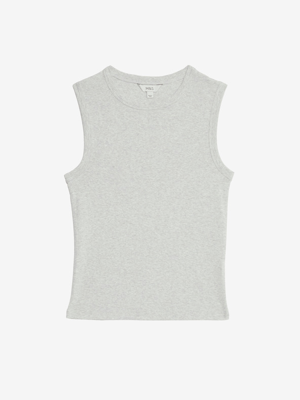 Marks & Spencer Rebrované tielko s vysokým podielom bavlny Marks & Spencer sivé