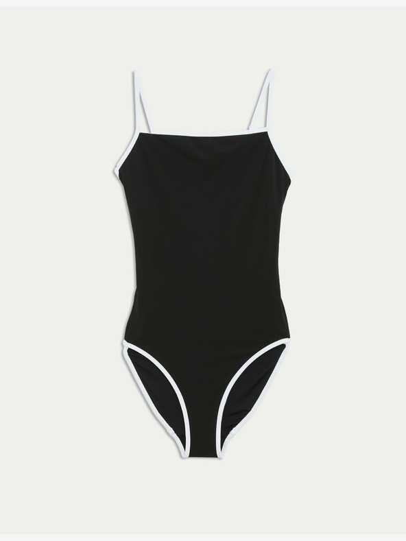 Marks & Spencer Plavky s kontrastným lemovaním a štvorcovým výstrihom Marks & Spencer čierne