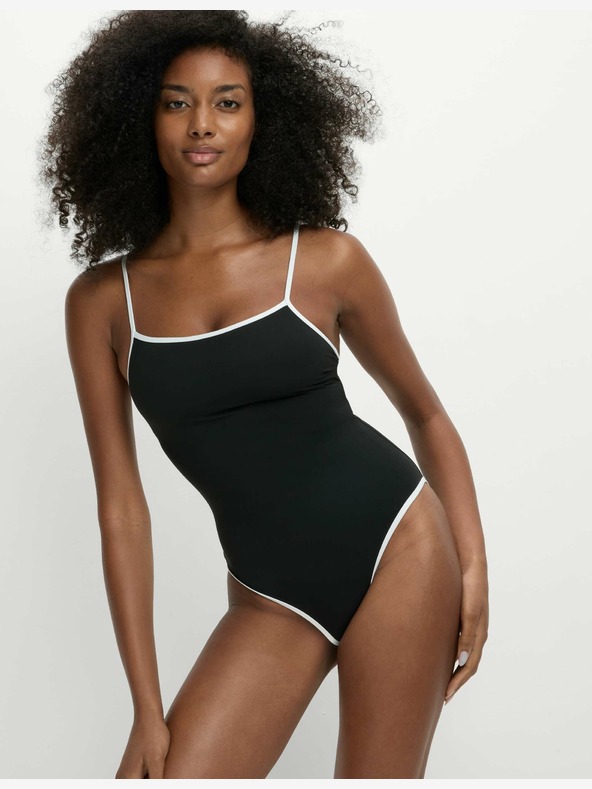 Marks & Spencer Plavky s kontrastným lemovaním a štvorcovým výstrihom Marks & Spencer čierne