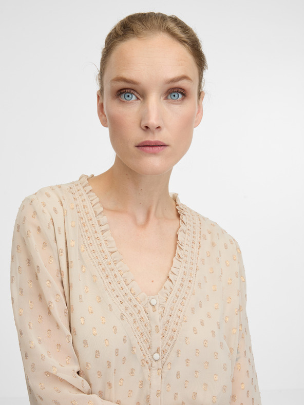 Orsay Béžová dámska blúzka s dlhým rukávom ORSAY