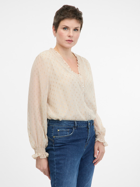 Orsay Béžová dámska blúzka s dlhým rukávom ORSAY