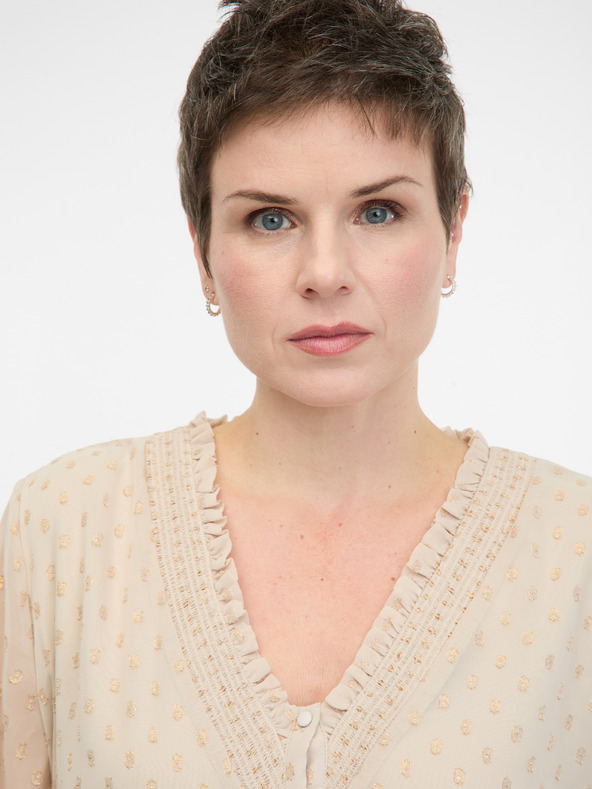 Orsay Béžová dámska blúzka s dlhým rukávom ORSAY