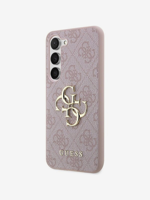 Guess PU 4G Metal Logo Zadní Kryt pro Samsung Galaxy A55 5G Pink Obal na telefón