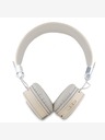 Guess Bezdrôtové slúchadlá Guess PU Grained Triangle Logo ENC Beige