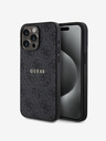 Guess Guess PU kožený 4G farebný prsteň MagSafe zadný kryt pre iPhone 15 Pro Max čierny