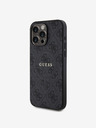 Guess Guess PU kožený 4G farebný prsteň MagSafe zadný kryt pre iPhone 15 Pro Max čierny