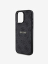 Guess Guess PU kožený 4G farebný prsteň MagSafe zadný kryt pre iPhone 15 Pro Max čierny