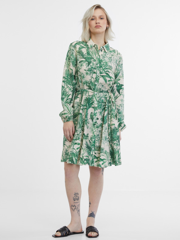 Orsay Zeleno-béžové dámske košeľové šaty ORSAY