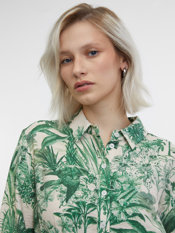 Orsay Zeleno-béžové dámske košeľové šaty ORSAY