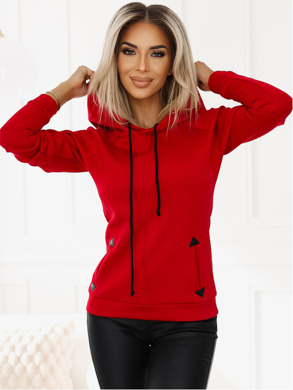 numoco Pohodlná teplá mikina s kapucňou a vreckami - červená Numoco