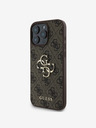 Guess Guess PU 4G zadný kryt s kovovým logom pre iPhone 16 Pro Max hnedý