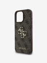 Guess Guess PU 4G zadný kryt s kovovým logom pre iPhone 16 Pro Max hnedý