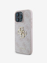 Guess Guess PU 4G Kovové logo Zadný kryt pre iPhone 16 Pro Ružový