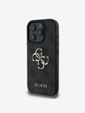 Guess Guess PU 4G zadný kryt s kovovým logom pre iPhone 16 Pro sivý