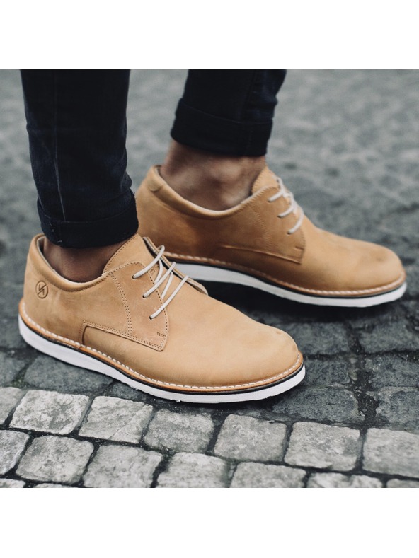 Vasky Dámske kožené poltopánky svetlohnedé - jar / jeseň topánky Flexiko