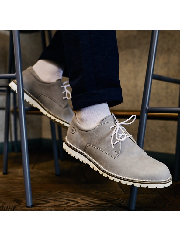 Vasky Dámske kožené poltopánky sivé - jar / jeseň Vasky Derby Boots -