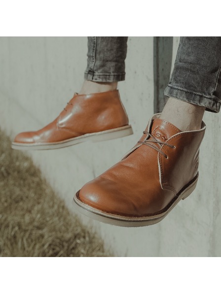 Vasky Dámske kožené členkové topánky hnedé - jarné / jesenné topánky, obuv Vasky Desert Cognac