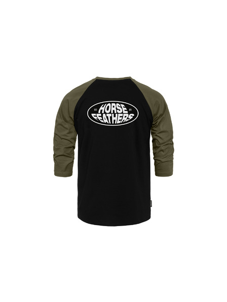 Horsefeathers Tričko Dynamo Raglan - čierna/opálená olivová HORSEFEATHERS