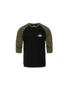 Horsefeathers Tričko Dynamo Raglan - čierna/opálená olivová HORSEFEATHERS