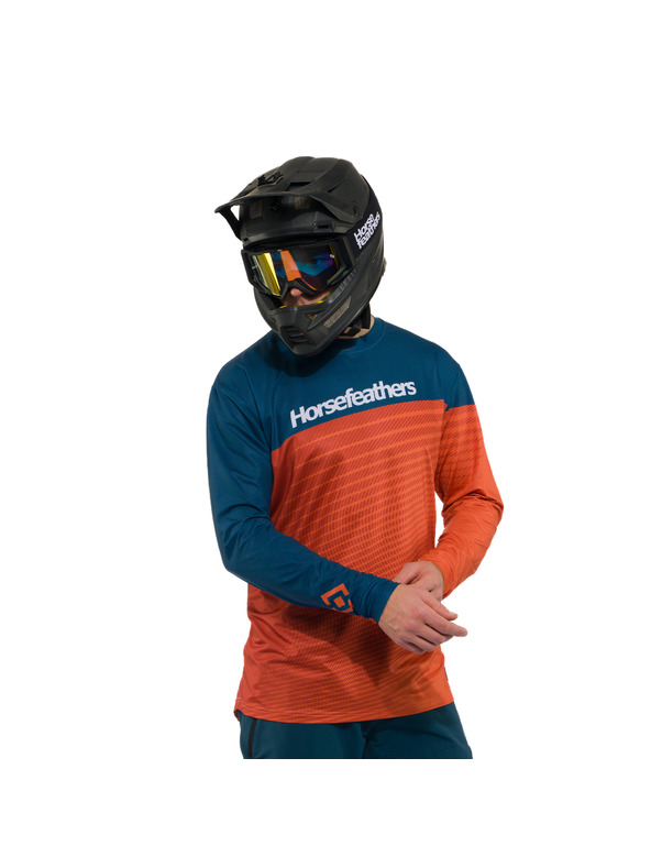Horsefeathers Pánsky cyklistický dres Quantum petrol/burnt orange HORSEFEATHERS