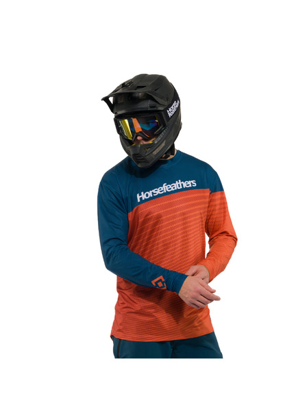 Horsefeathers Pánsky cyklistický dres Quantum petrol/burnt orange HORSEFEATHERS