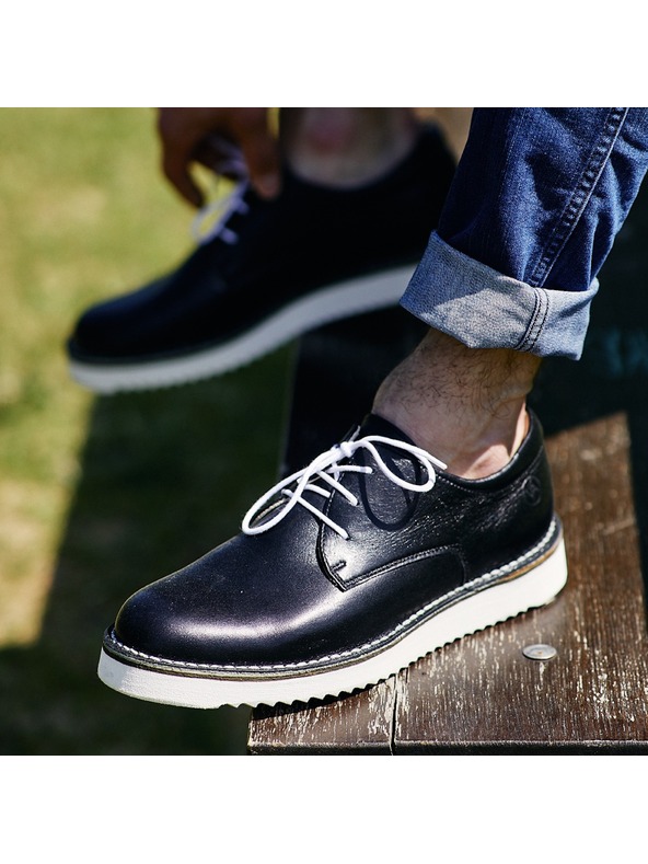 Vasky Pánske kožené poltopánky čiernobiele - jar / jeseň topánky Vasky Derby