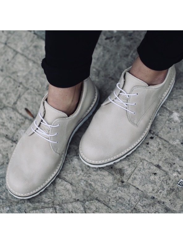 Vasky Pánske kožené poltopánky béžové - jar / jeseň topánky Vasky Derby Vanilla