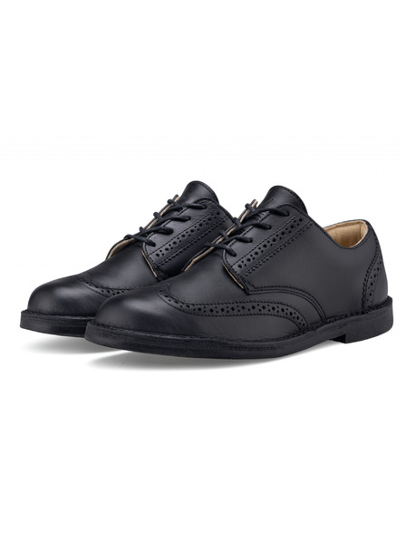 Vasky Pánske čierne kožené poltopánky - jar / jeseň Topánky, obuv Vasky Brogue Low Noir